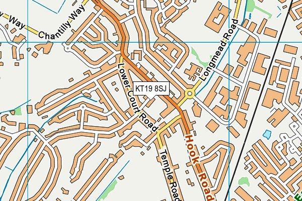 KT19 8SJ map - OS VectorMap District (Ordnance Survey)