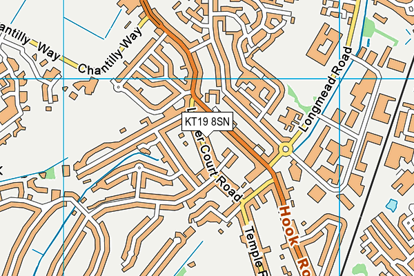 KT19 8SN map - OS VectorMap District (Ordnance Survey)