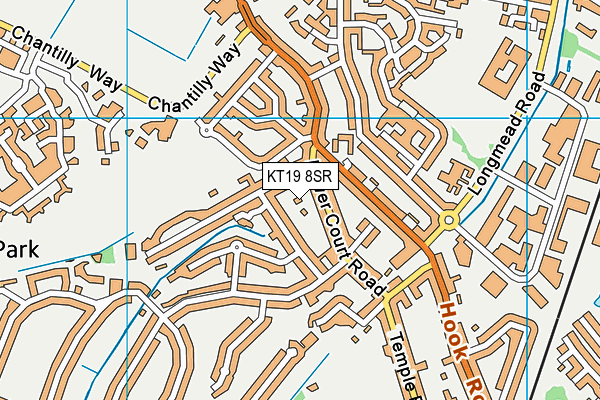 KT19 8SR map - OS VectorMap District (Ordnance Survey)