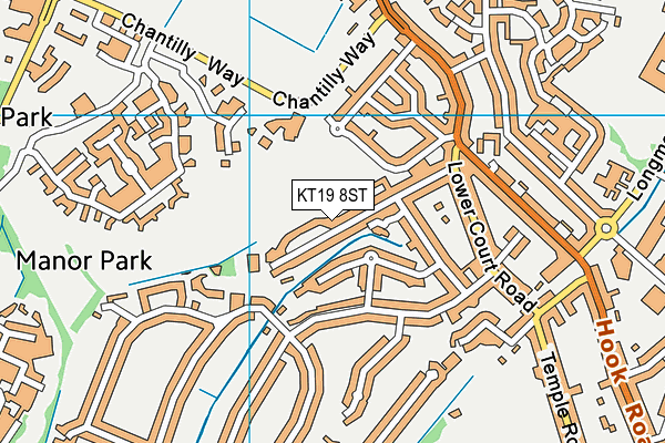 KT19 8ST map - OS VectorMap District (Ordnance Survey)