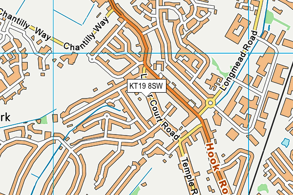 KT19 8SW map - OS VectorMap District (Ordnance Survey)