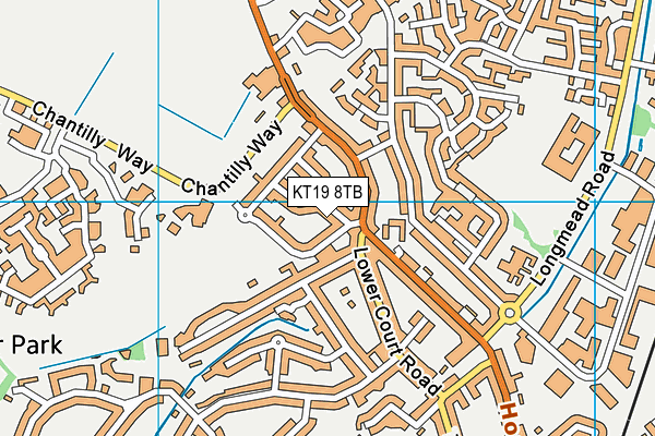 KT19 8TB map - OS VectorMap District (Ordnance Survey)
