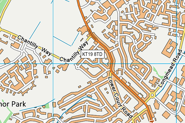 KT19 8TD map - OS VectorMap District (Ordnance Survey)