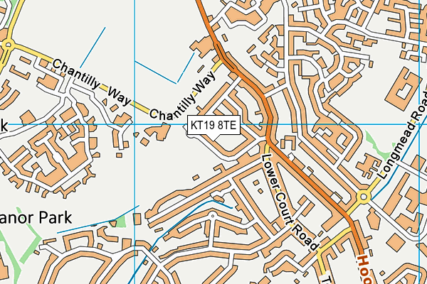 KT19 8TE map - OS VectorMap District (Ordnance Survey)