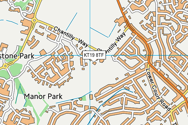 KT19 8TF map - OS VectorMap District (Ordnance Survey)