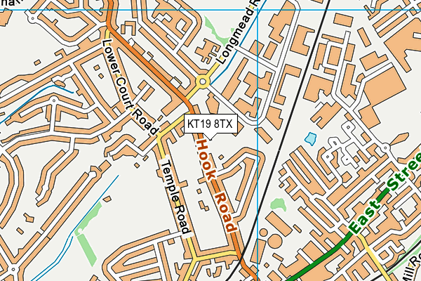 KT19 8TX map - OS VectorMap District (Ordnance Survey)