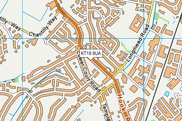 KT19 8UA map - OS VectorMap District (Ordnance Survey)