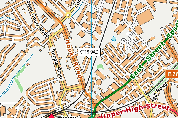 KT19 9AD map - OS VectorMap District (Ordnance Survey)