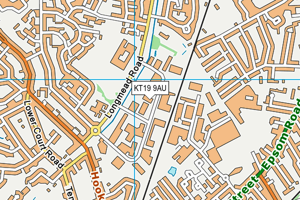 KT19 9AU map - OS VectorMap District (Ordnance Survey)