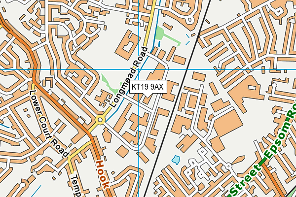 KT19 9AX map - OS VectorMap District (Ordnance Survey)