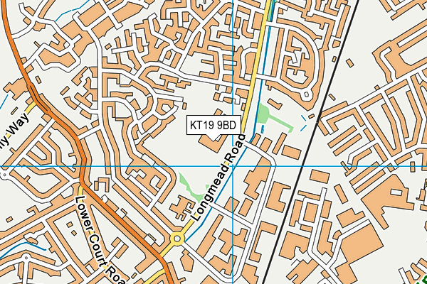 KT19 9BD map - OS VectorMap District (Ordnance Survey)