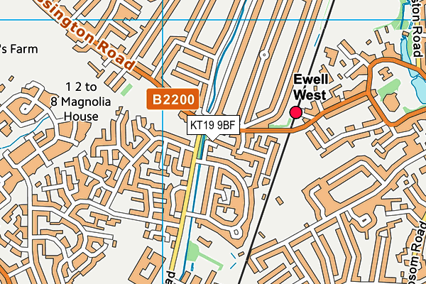 KT19 9BF map - OS VectorMap District (Ordnance Survey)