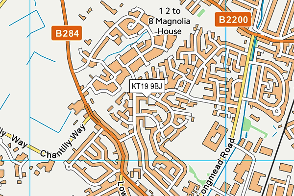 KT19 9BJ map - OS VectorMap District (Ordnance Survey)