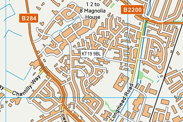 KT19 9BL map - OS VectorMap District (Ordnance Survey)