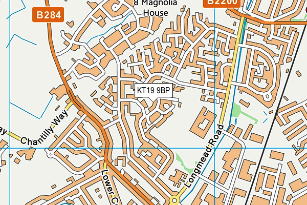 KT19 9BP map - OS VectorMap District (Ordnance Survey)