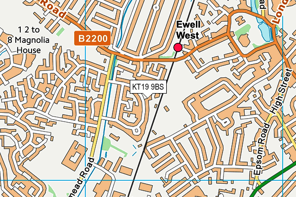 KT19 9BS map - OS VectorMap District (Ordnance Survey)