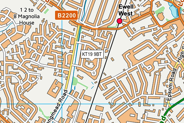 KT19 9BT map - OS VectorMap District (Ordnance Survey)