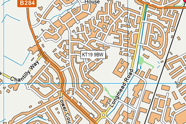 KT19 9BW map - OS VectorMap District (Ordnance Survey)