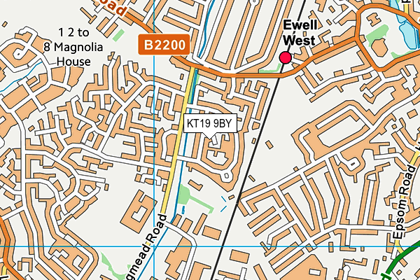 KT19 9BY map - OS VectorMap District (Ordnance Survey)