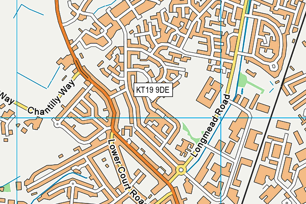 KT19 9DE map - OS VectorMap District (Ordnance Survey)
