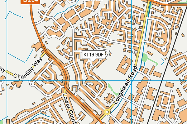 KT19 9DF map - OS VectorMap District (Ordnance Survey)