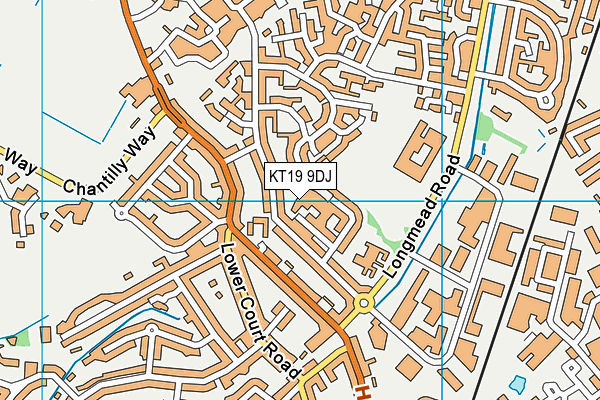 KT19 9DJ map - OS VectorMap District (Ordnance Survey)