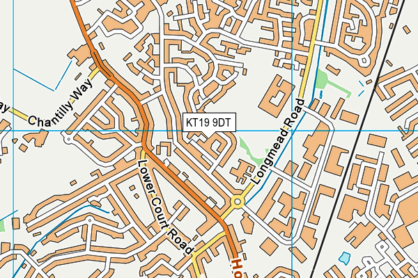 KT19 9DT map - OS VectorMap District (Ordnance Survey)