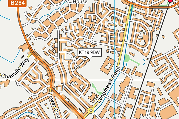 KT19 9DW map - OS VectorMap District (Ordnance Survey)