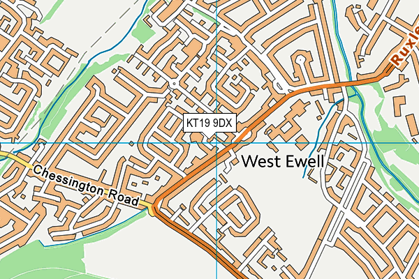 KT19 9DX map - OS VectorMap District (Ordnance Survey)