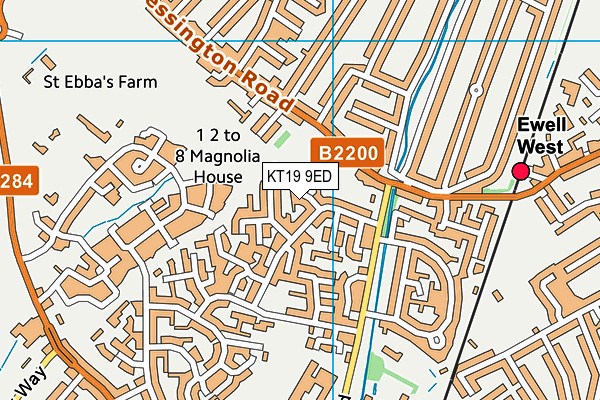 KT19 9ED map - OS VectorMap District (Ordnance Survey)