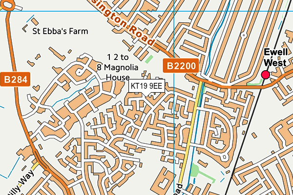 KT19 9EE map - OS VectorMap District (Ordnance Survey)