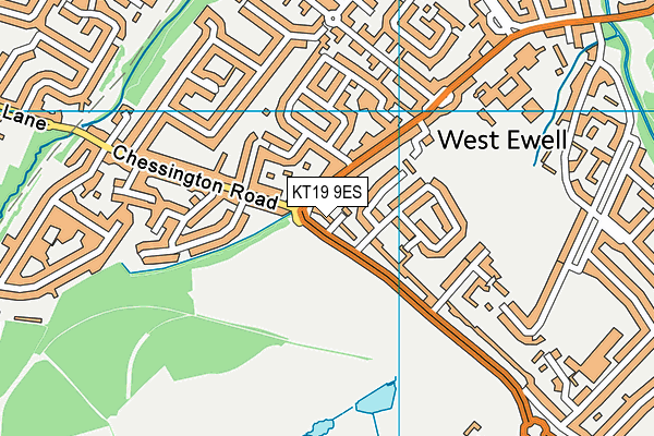 KT19 9ES map - OS VectorMap District (Ordnance Survey)