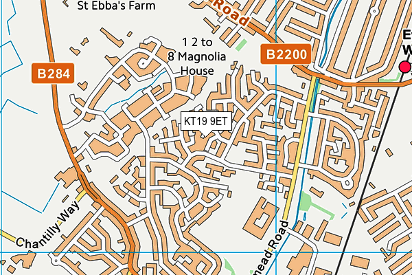 KT19 9ET map - OS VectorMap District (Ordnance Survey)