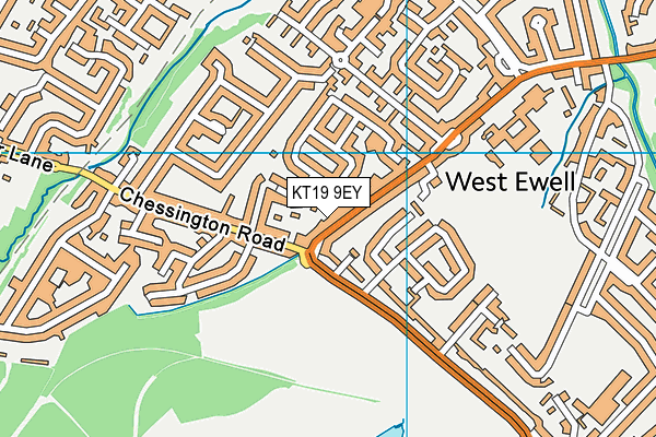 KT19 9EY map - OS VectorMap District (Ordnance Survey)