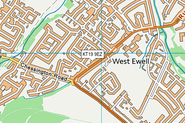 KT19 9EZ map - OS VectorMap District (Ordnance Survey)