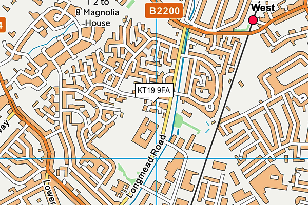 KT19 9FA map - OS VectorMap District (Ordnance Survey)