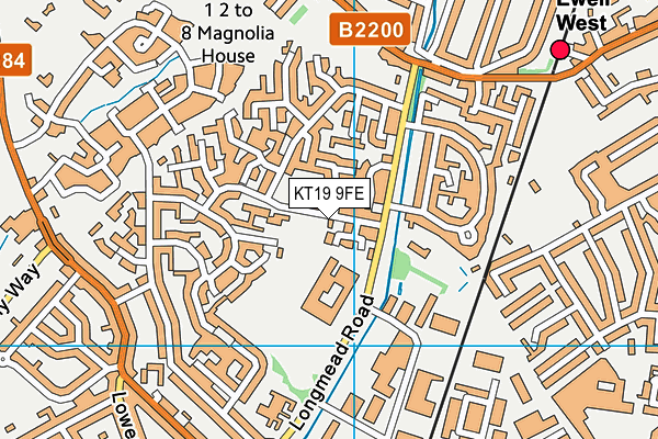 KT19 9FE map - OS VectorMap District (Ordnance Survey)