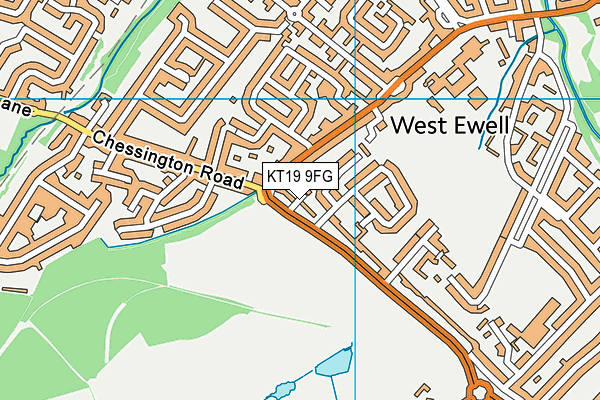 KT19 9FG map - OS VectorMap District (Ordnance Survey)