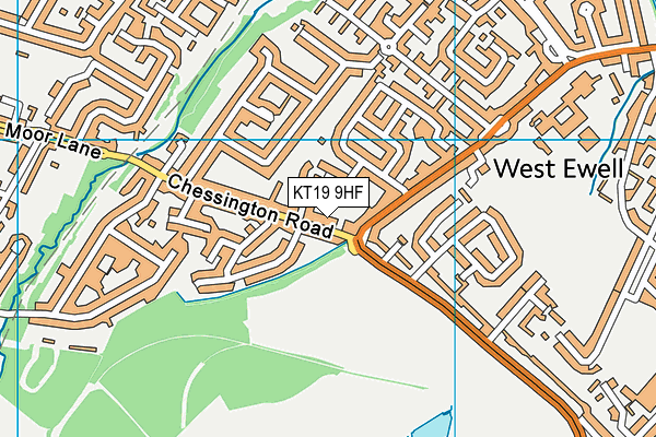 KT19 9HF map - OS VectorMap District (Ordnance Survey)