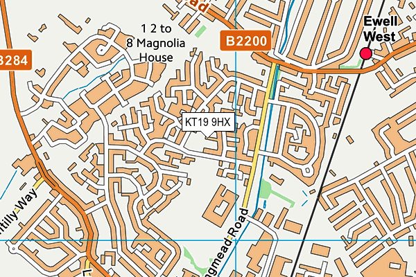 KT19 9HX map - OS VectorMap District (Ordnance Survey)