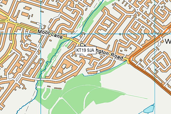 KT19 9JA map - OS VectorMap District (Ordnance Survey)