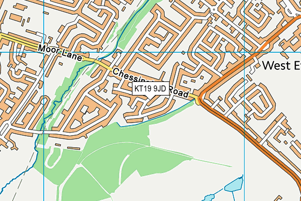 KT19 9JD map - OS VectorMap District (Ordnance Survey)