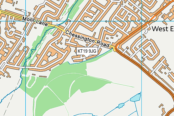 KT19 9JG map - OS VectorMap District (Ordnance Survey)