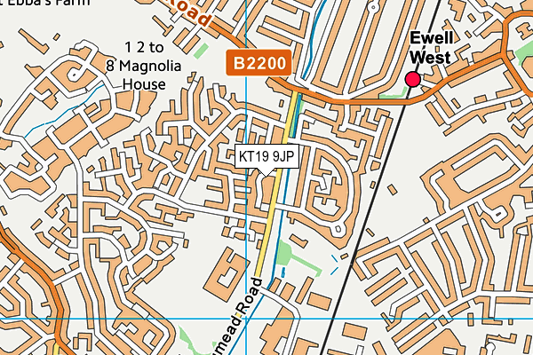 KT19 9JP map - OS VectorMap District (Ordnance Survey)