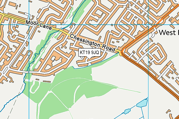 KT19 9JQ map - OS VectorMap District (Ordnance Survey)