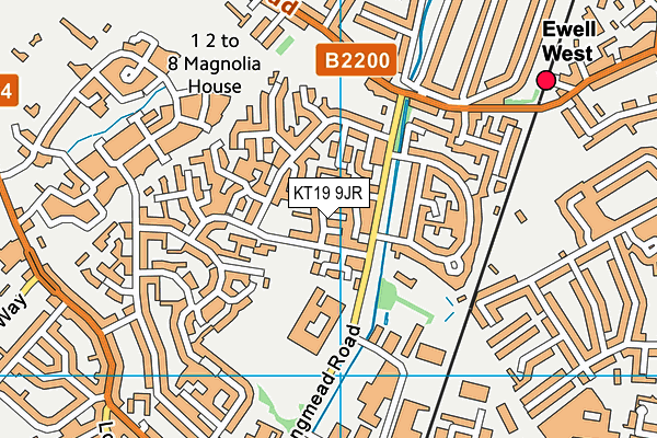 KT19 9JR map - OS VectorMap District (Ordnance Survey)