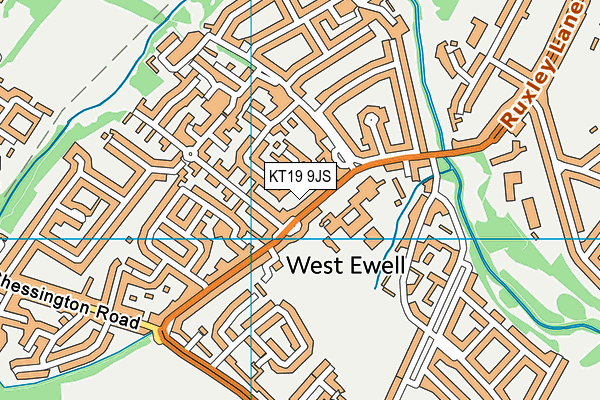 KT19 9JS map - OS VectorMap District (Ordnance Survey)