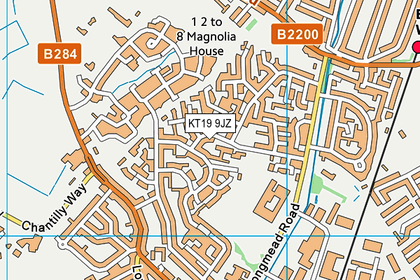 KT19 9JZ map - OS VectorMap District (Ordnance Survey)