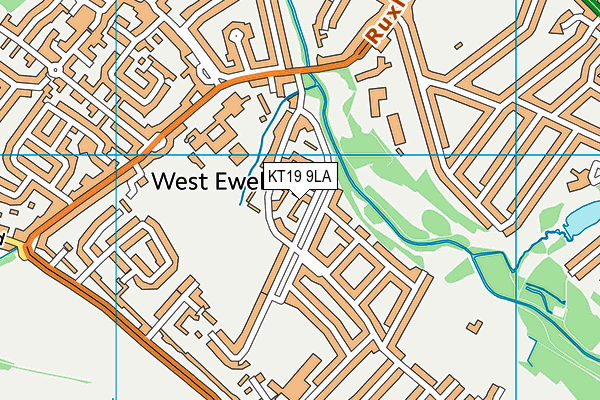 KT19 9LA map - OS VectorMap District (Ordnance Survey)