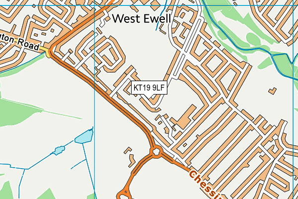 KT19 9LF map - OS VectorMap District (Ordnance Survey)